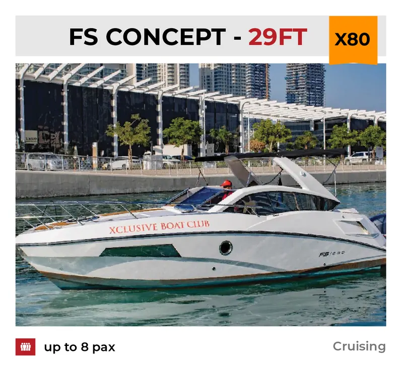 Xclusive Boat Club boat X80 at Dubai Harbour, Dubai