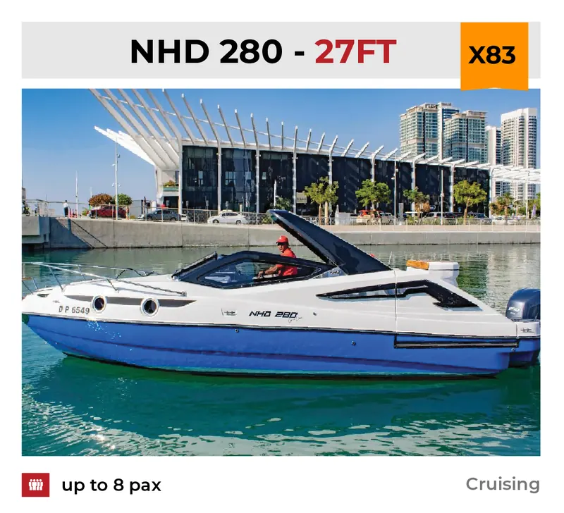 Xclusive Boat Club boat X83 at Dubai Harbour, Dubai