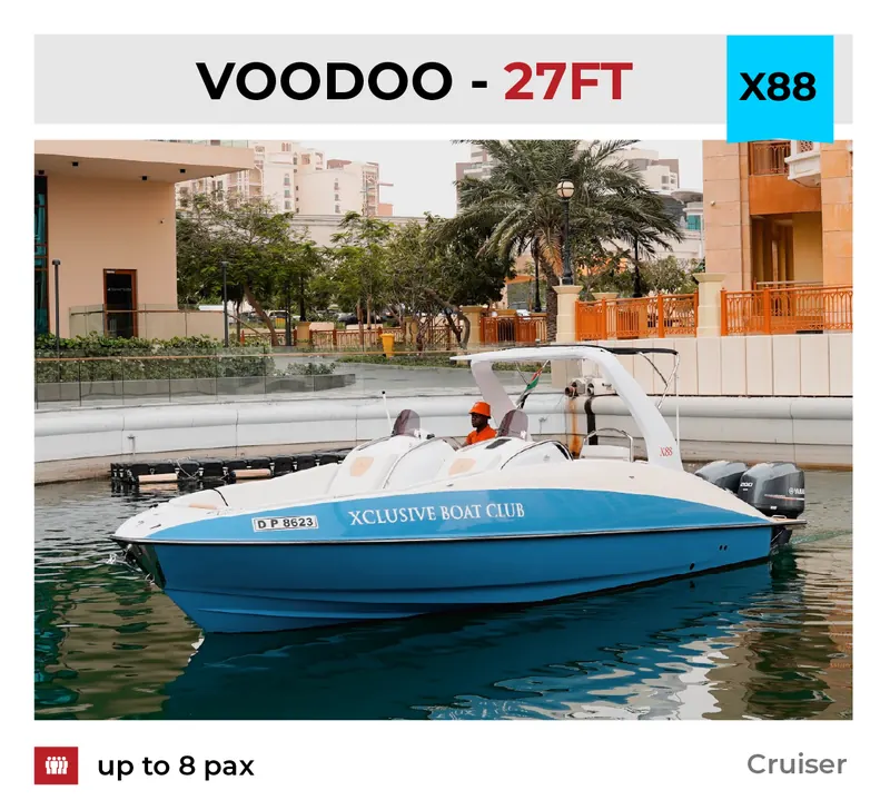 Xclusive Boat Club boat X88 at Palm West, Dubai